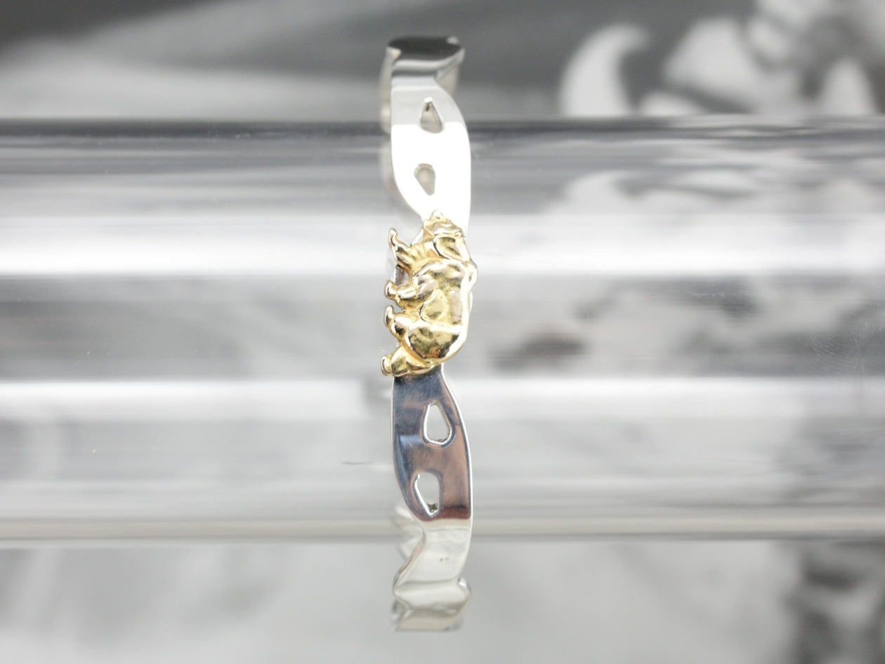 Mix Metal Bear Cuff Bracelet