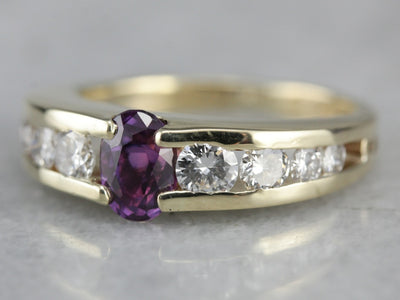 Purple Sapphire Diamond Anniversary Ring
