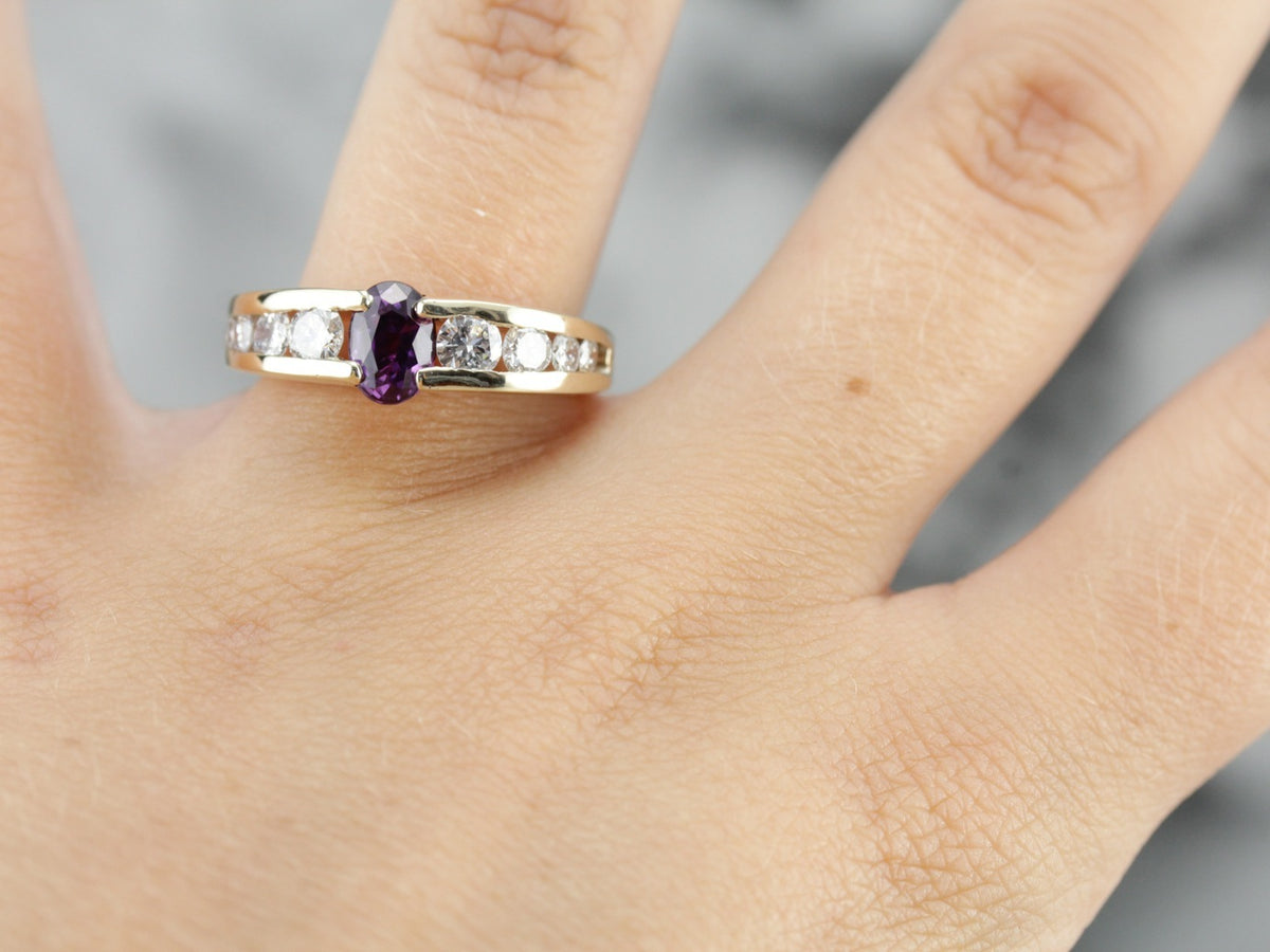 Purple Sapphire Diamond Anniversary Ring