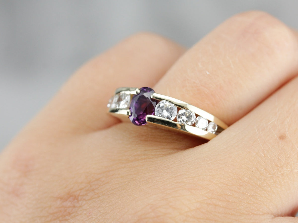 Purple Sapphire Diamond Anniversary Ring