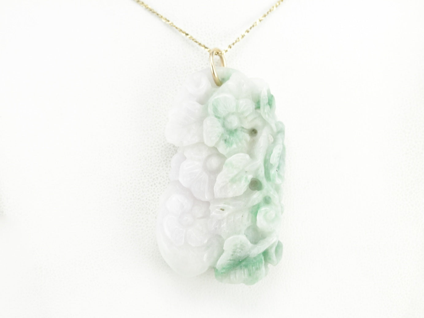 Vintage Peach Blossom Carved Jade Pendant