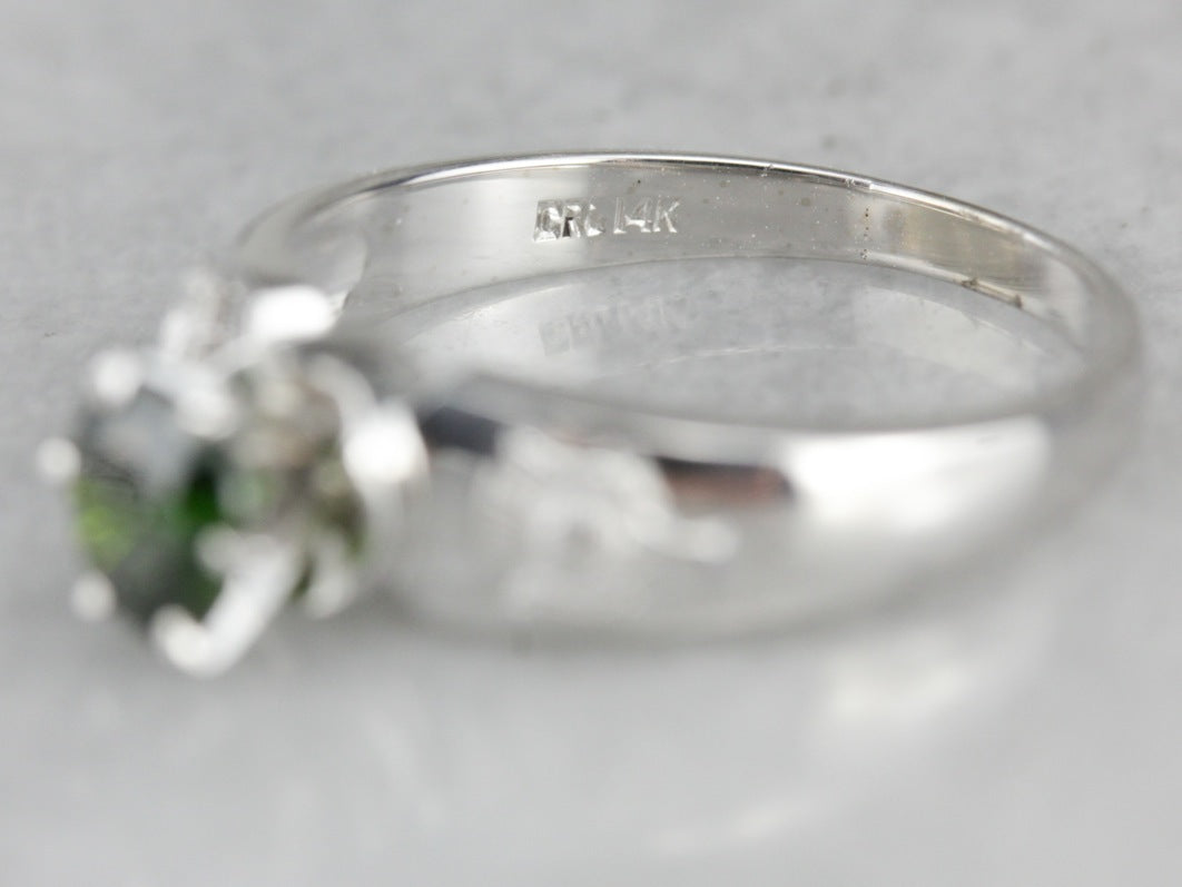 Demantoid Garnet Solitaire Ring