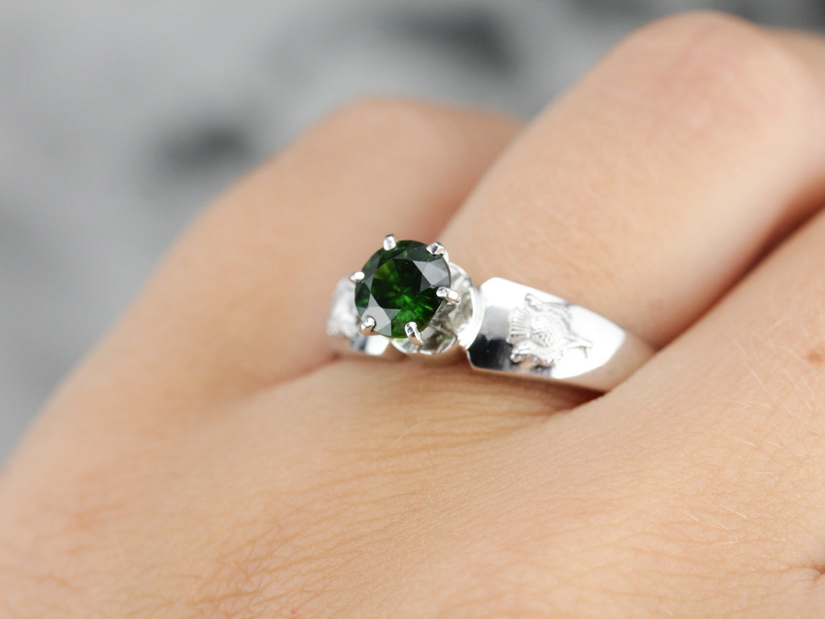 Demantoid Garnet Solitaire Ring