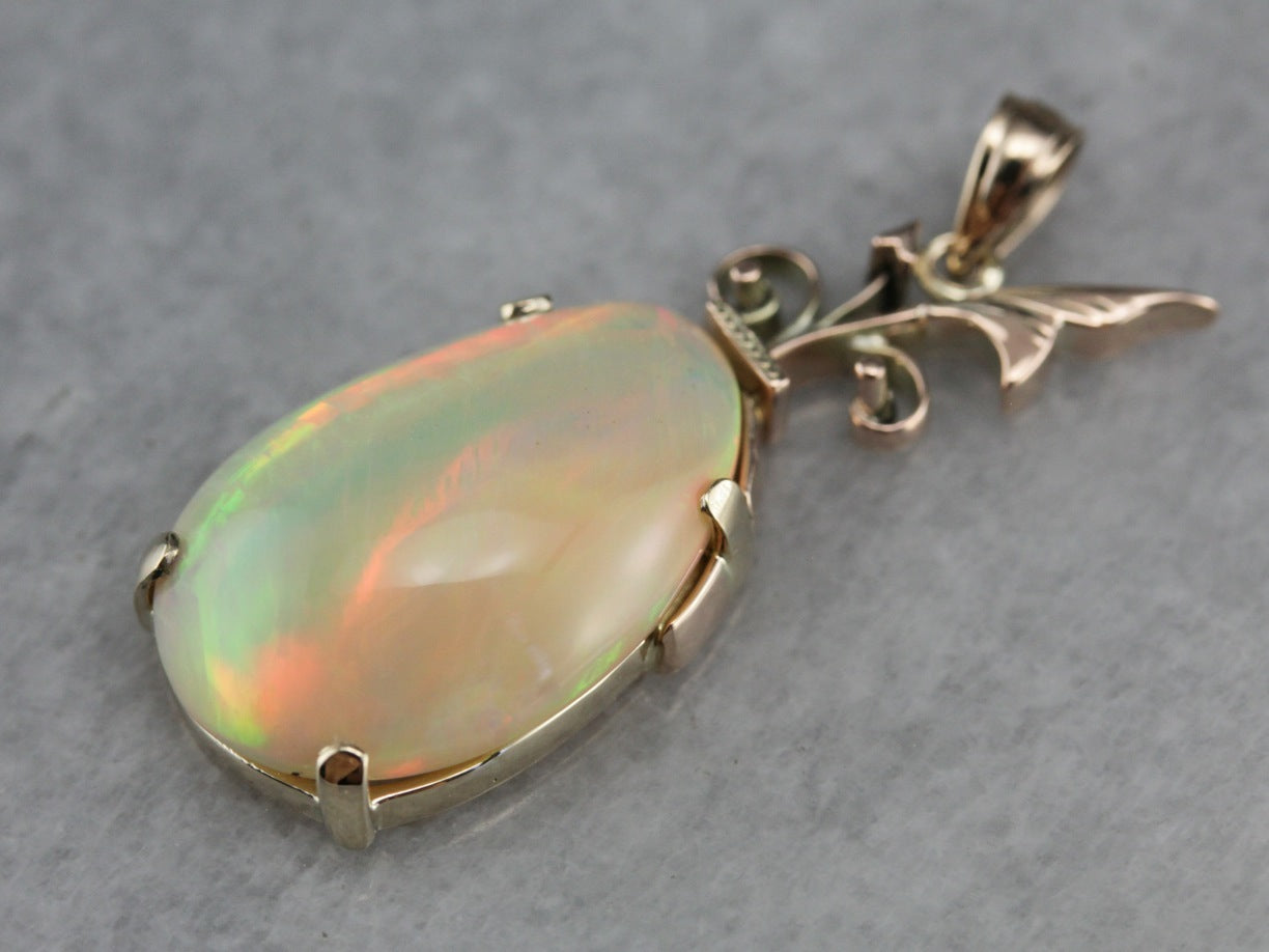 Upcycled Opal and Gold Pendant