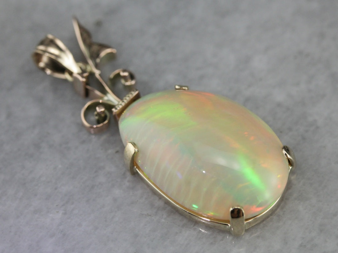 Upcycled Opal and Gold Pendant