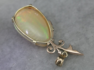 Upcycled Opal and Gold Pendant