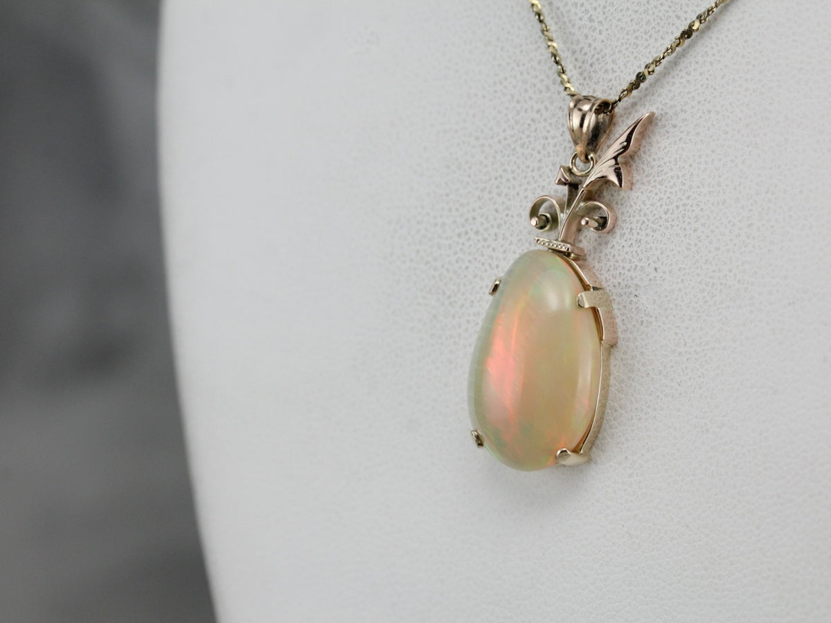 Upcycled Opal and Gold Pendant
