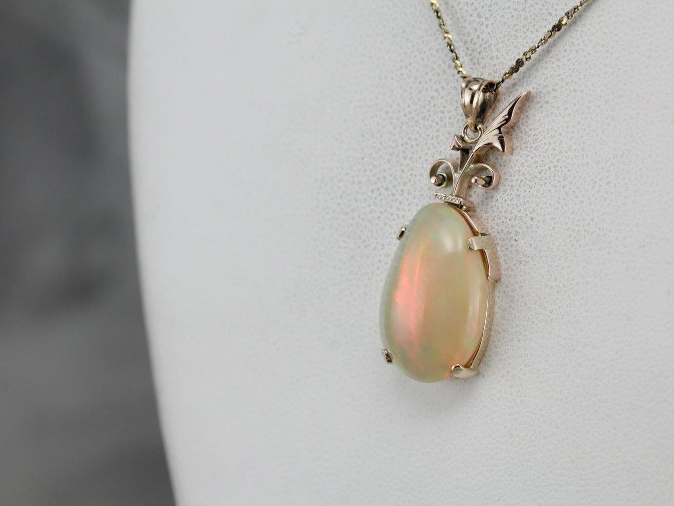 Upcycled Opal and Gold Pendant