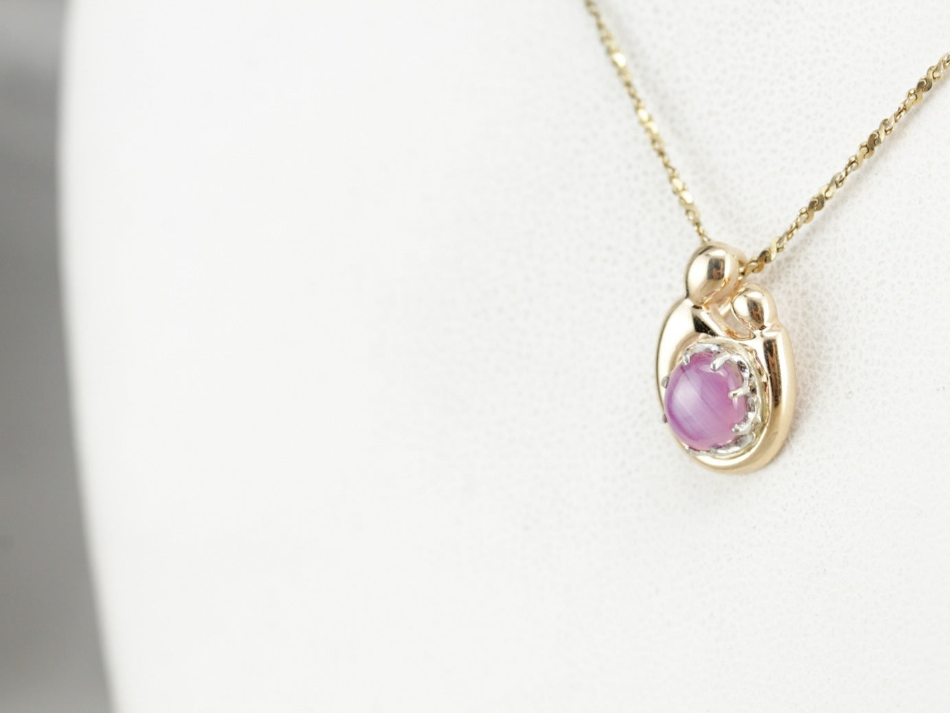 Mother and Child Pink Star Sapphire Pendant