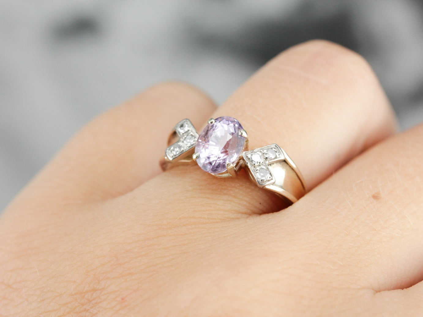 Vintage Pink Sapphire and Diamond Ring