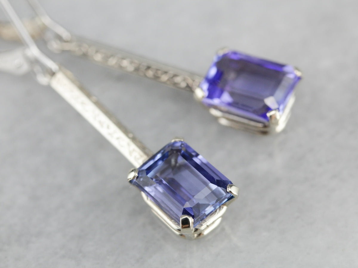 White Gold Tanzanite Drop Earrings