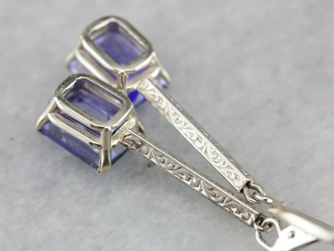 White Gold Tanzanite Drop Earrings