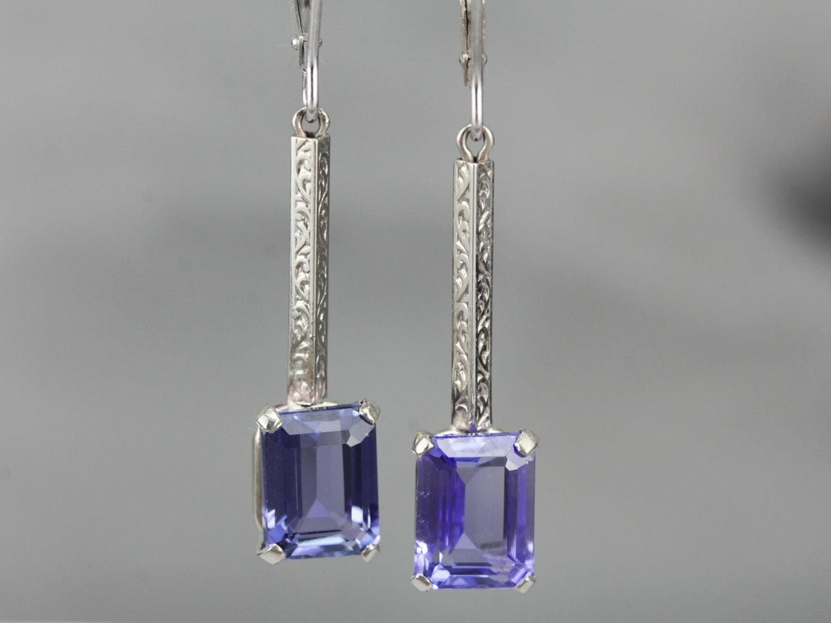 White Gold Tanzanite Drop Earrings