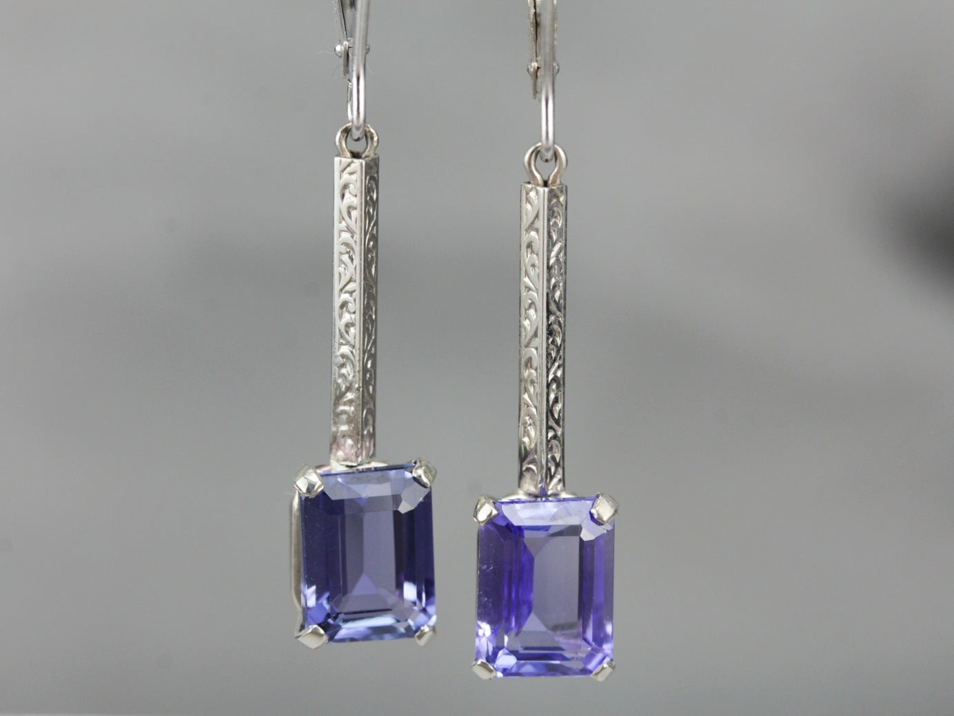 White Gold Tanzanite Drop Earrings