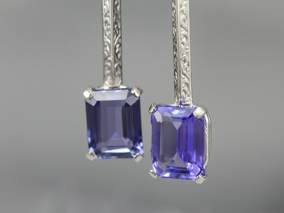 White Gold Tanzanite Drop Earrings