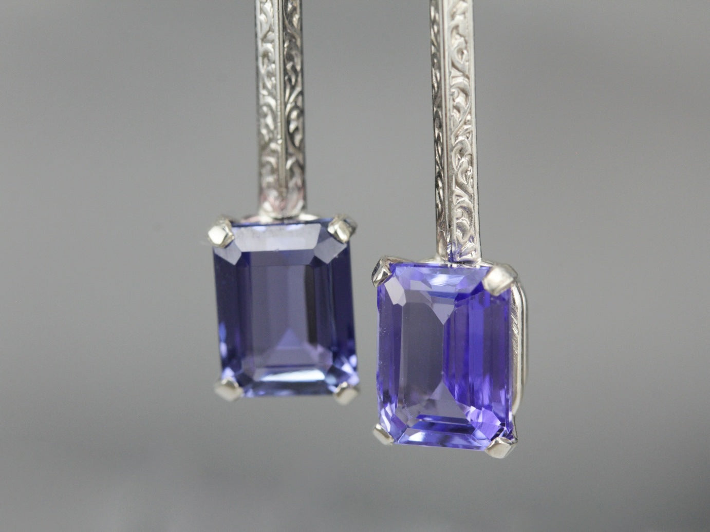 White Gold Tanzanite Drop Earrings