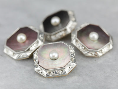 Art Deco Abalone Shell and Pearl Suite Accessory Set