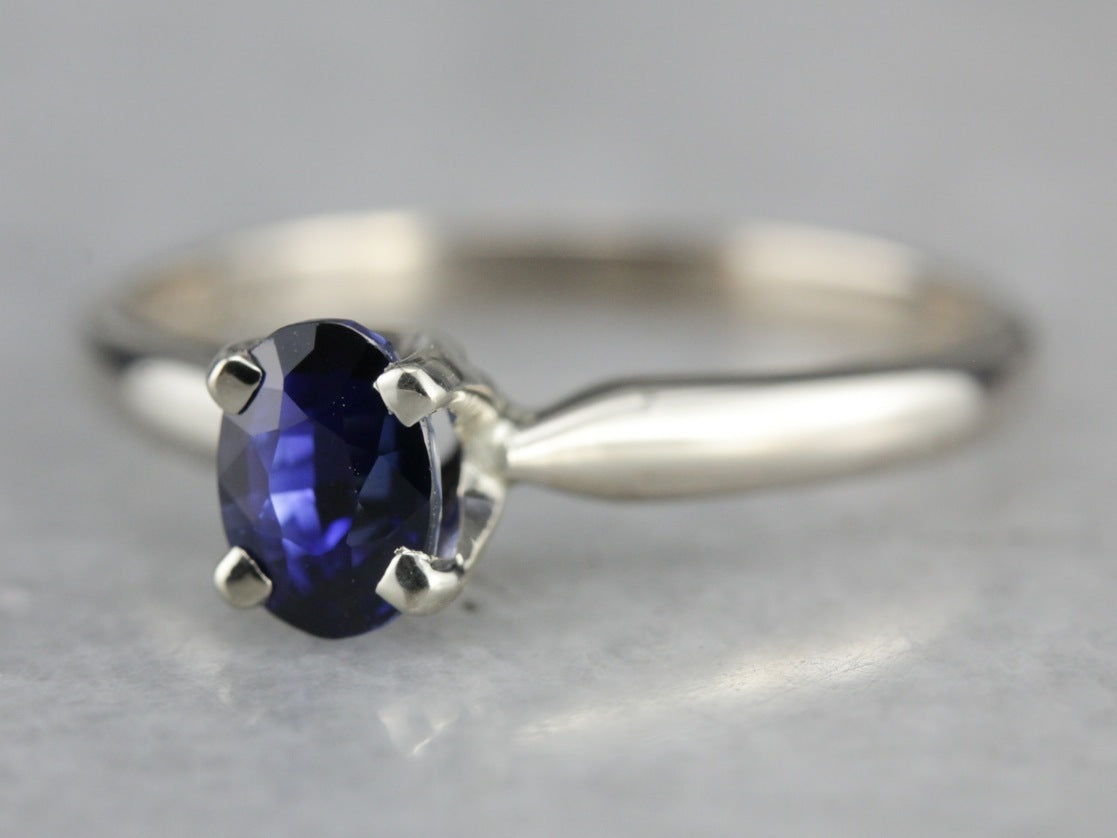 Sapphire Engagement Ring in White Gold