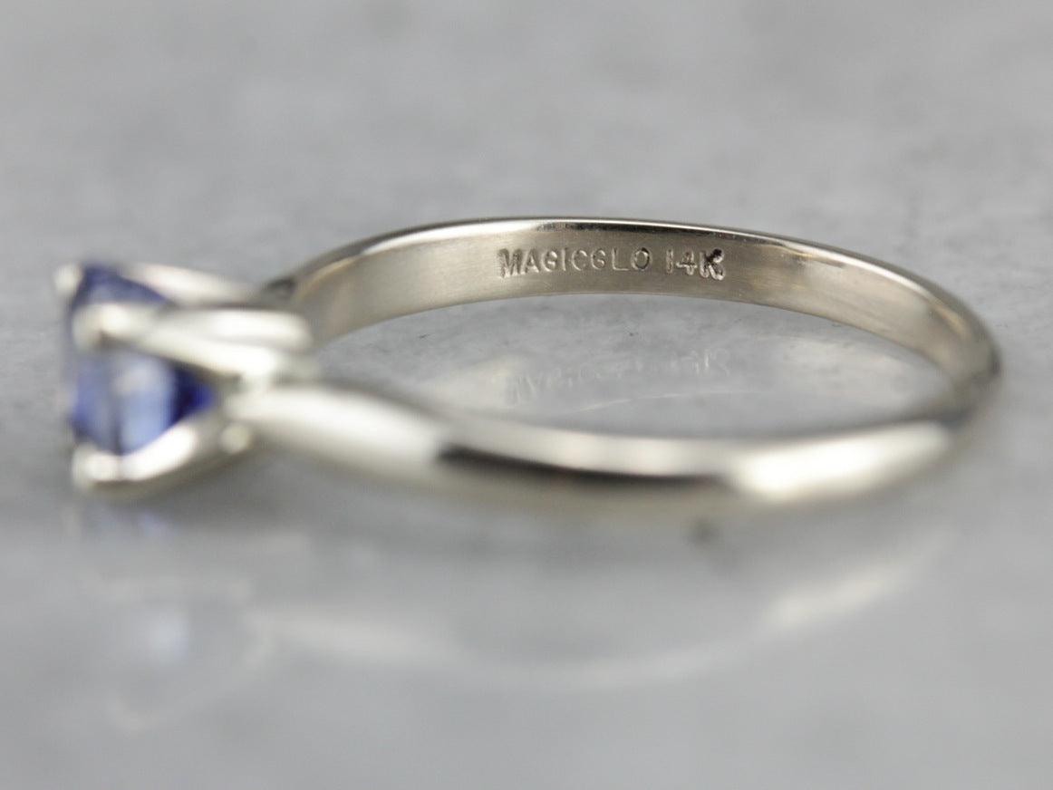 Sapphire Engagement Ring in White Gold