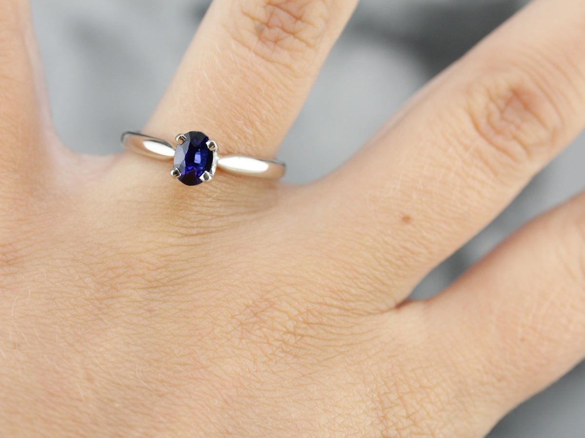 Sapphire Engagement Ring in White Gold
