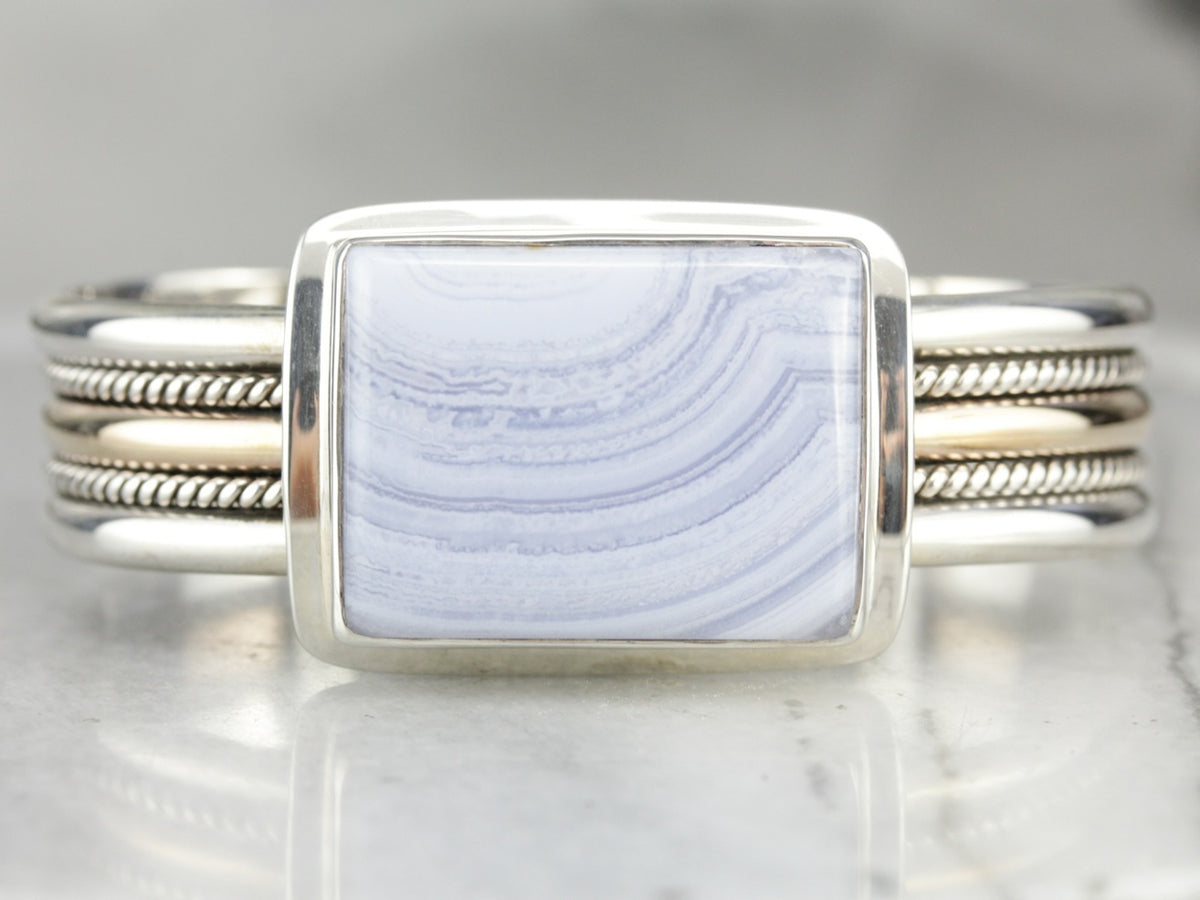 Blue Lace Agate Statement Bracelet
