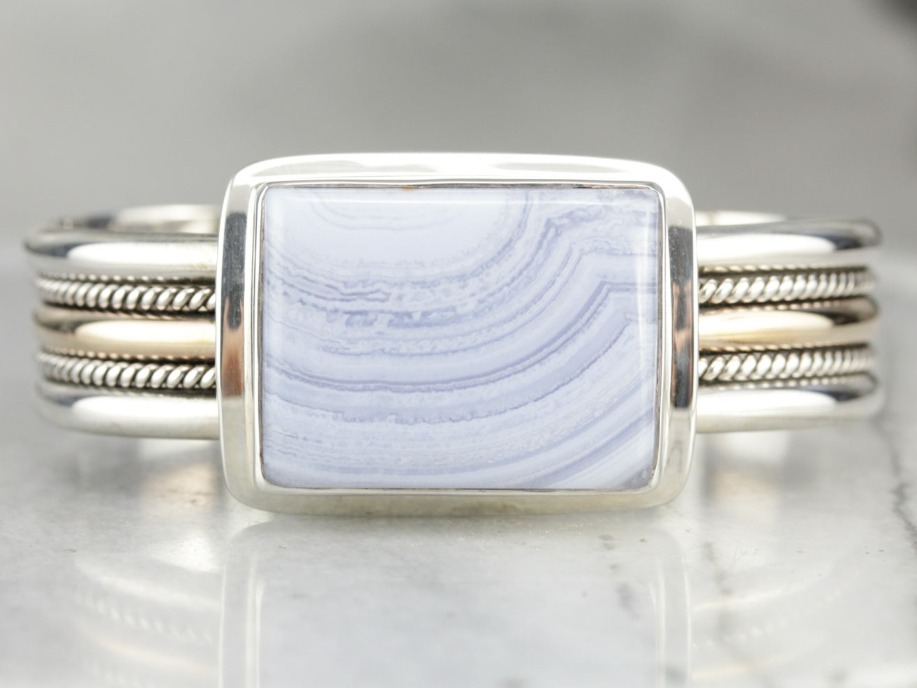 Blue Lace Agate Statement Bracelet