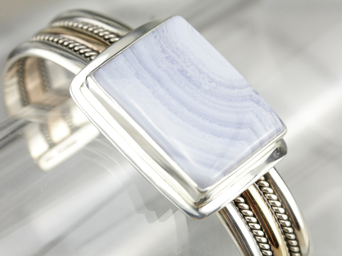 Blue Lace Agate Statement Bracelet
