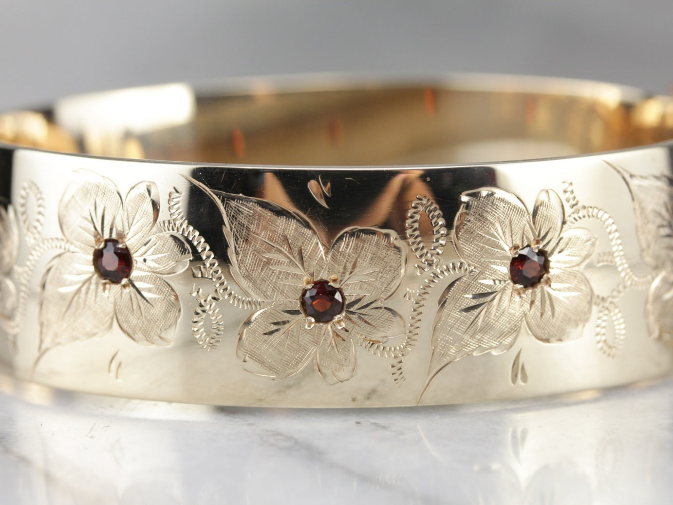 Vintage-Antique Victorian Rose-Cut Garnet Oval Shape 3 Tier Bangle Bracelet  | eBay