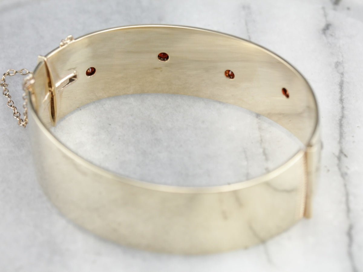 Vintage Garnet Hinged Bangle Bracelet
