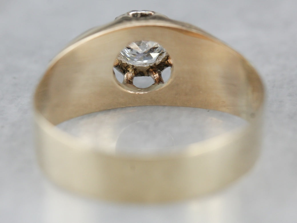 European Cut Diamond Solitaire Engagement Ring