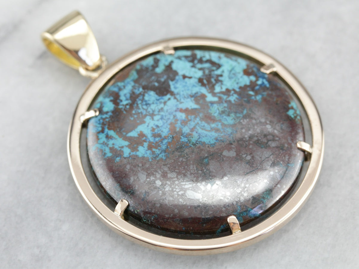 Gold Chrysocolla Statement Pendant