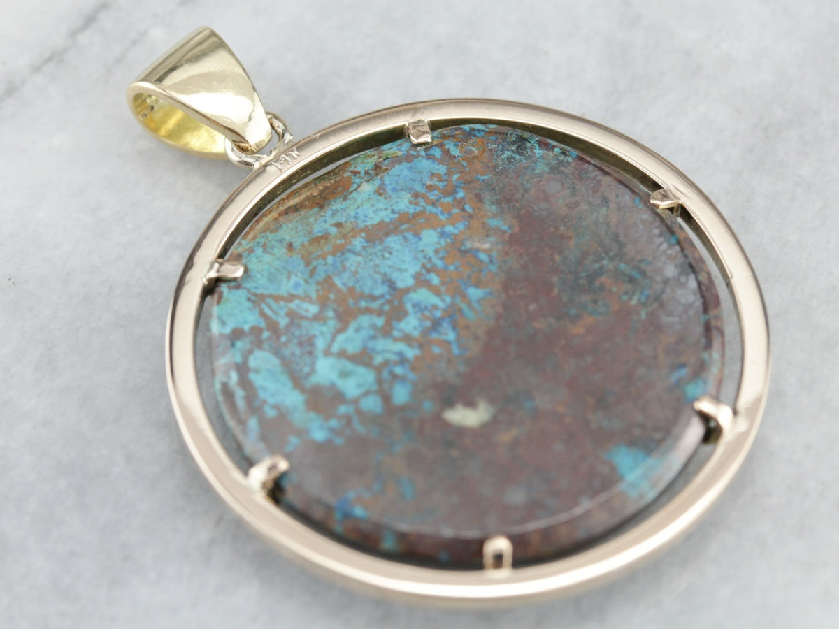Gold Chrysocolla Statement Pendant