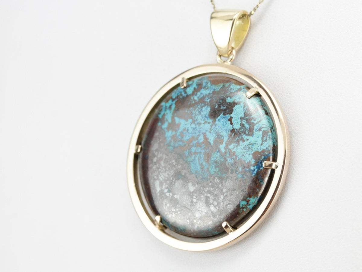 Gold Chrysocolla Statement Pendant
