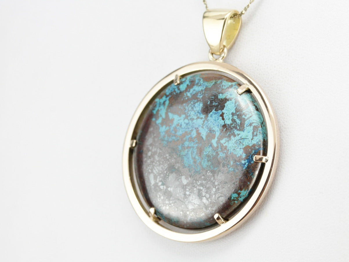Gold Chrysocolla Statement Pendant