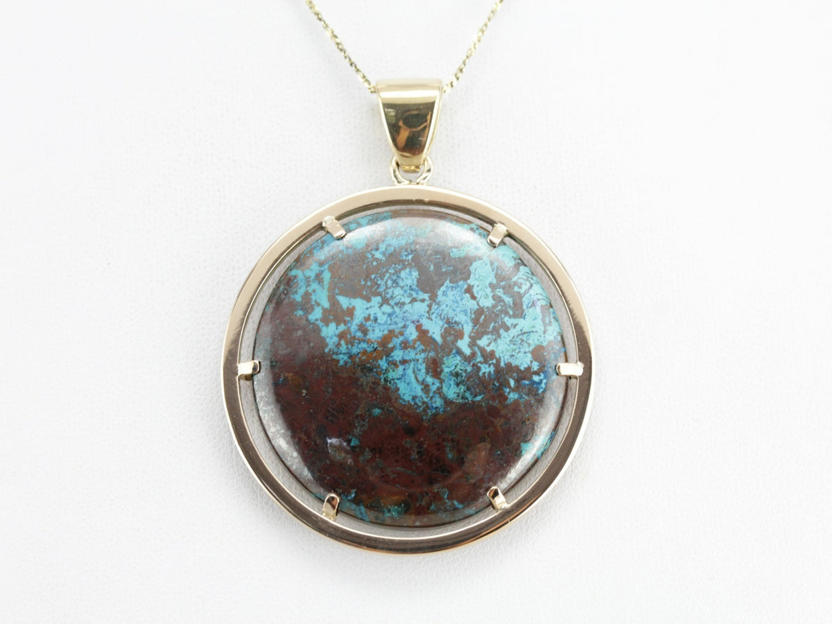 Gold Chrysocolla Statement Pendant