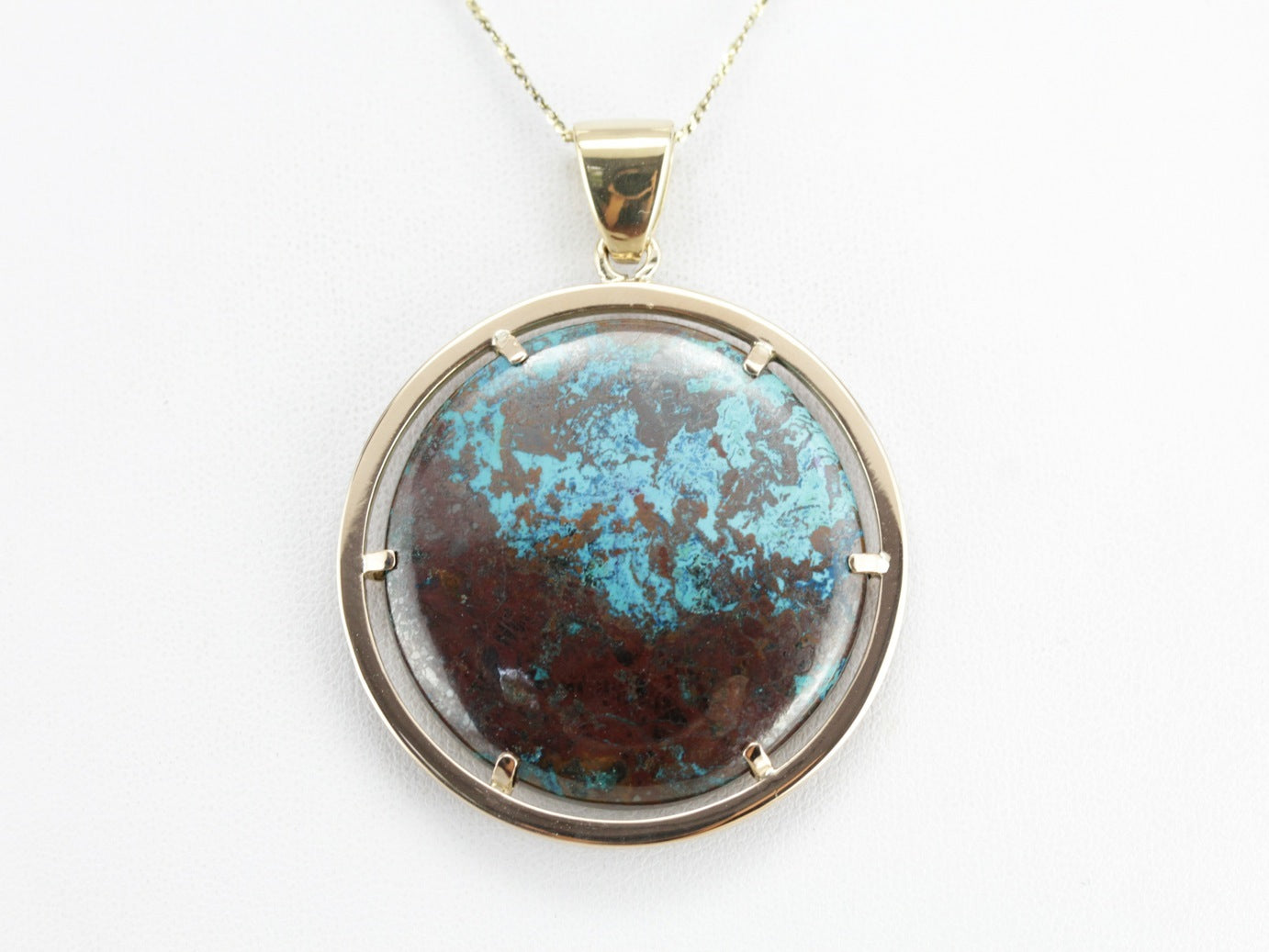 Gold Chrysocolla Statement Pendant