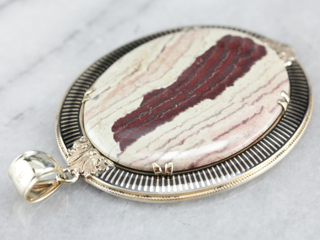 Upcycled Jasper Pendant in Yellow Gold