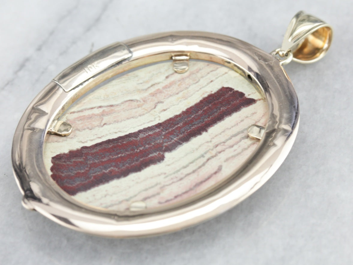 Colgante de jaspe reciclado en oro amarillo