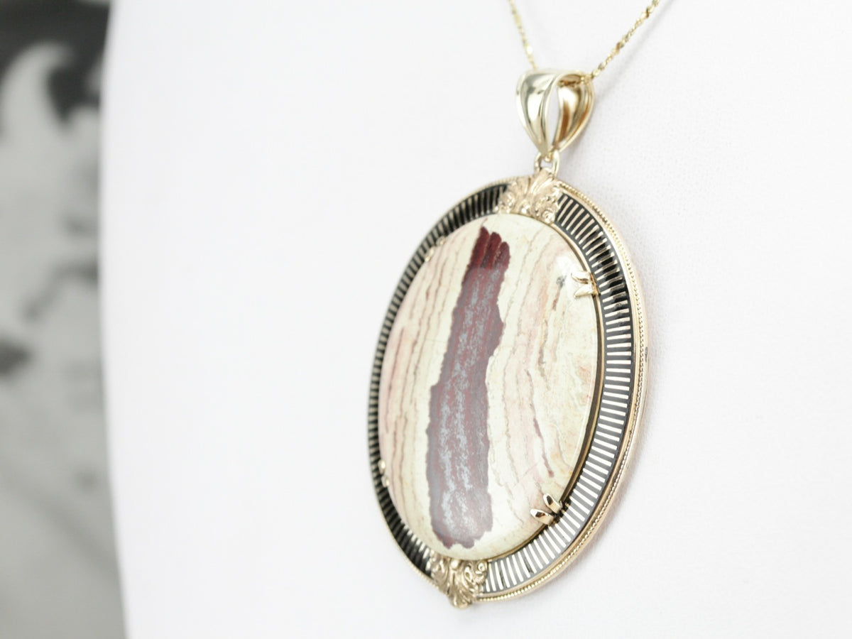 Colgante de jaspe reciclado en oro amarillo