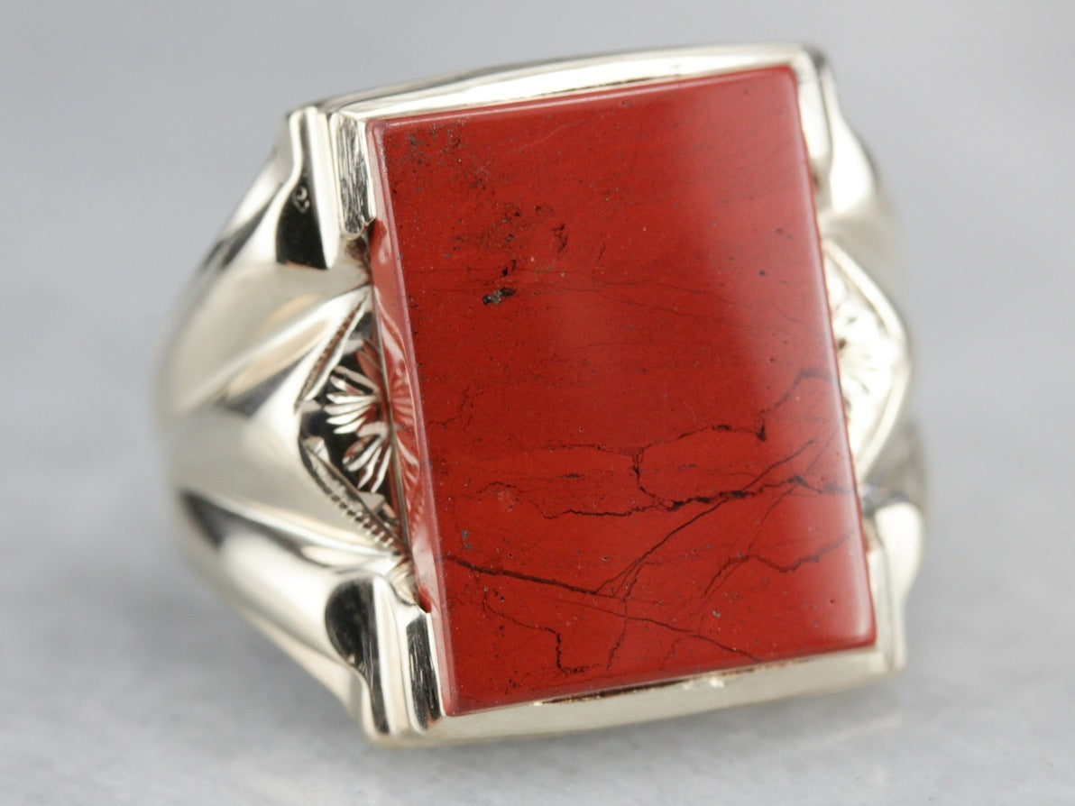 Vintage Red Jasper Men's Ring