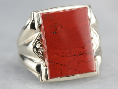 Vintage Red Jasper Men's Ring