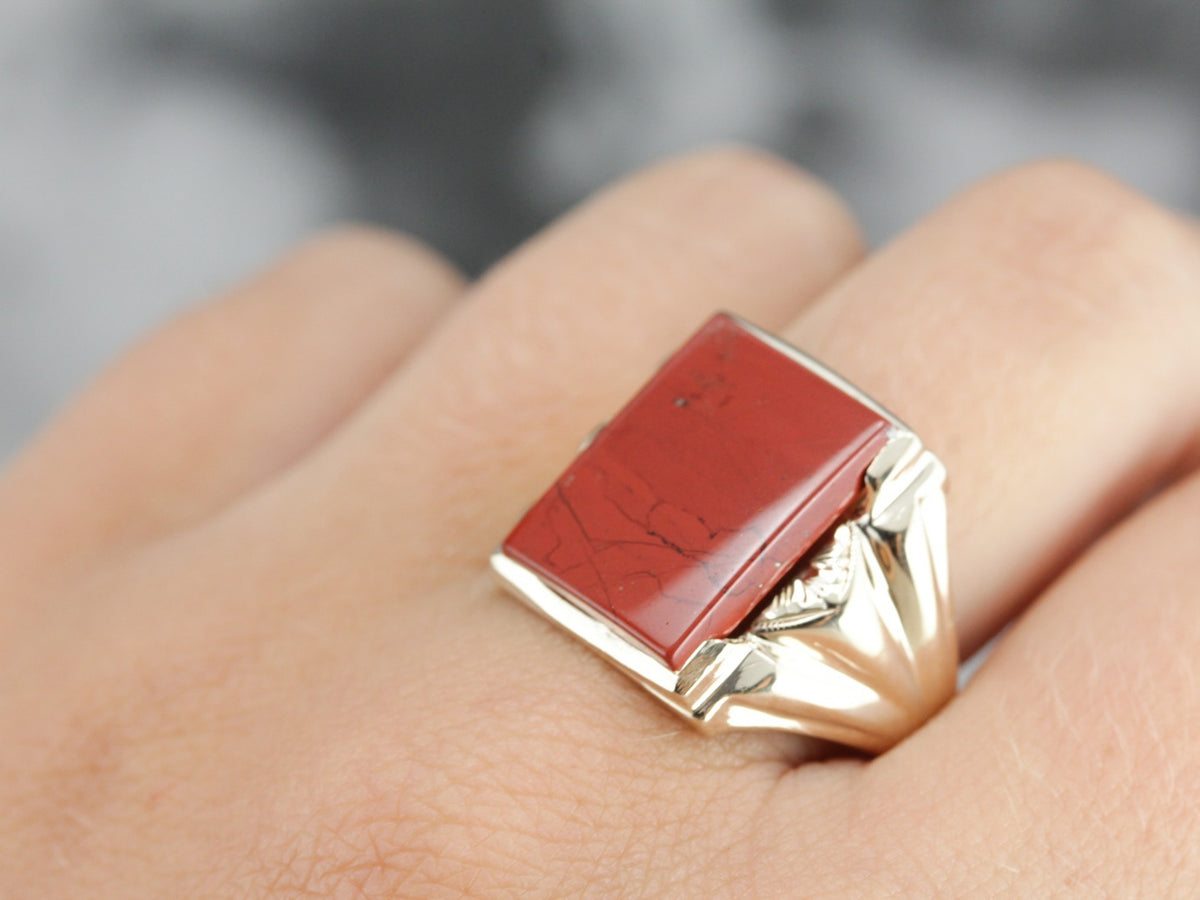 Vintage Red Jasper Men's Ring