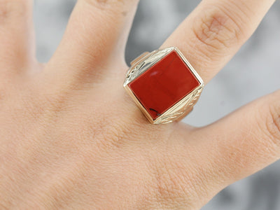 Men's Retro Red Jasper Ring