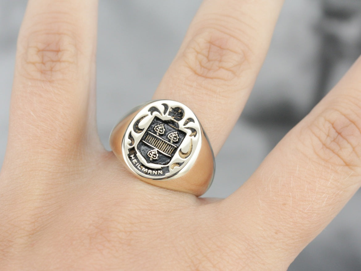 Vintage Heilmann Coat of Arms Signet Ring