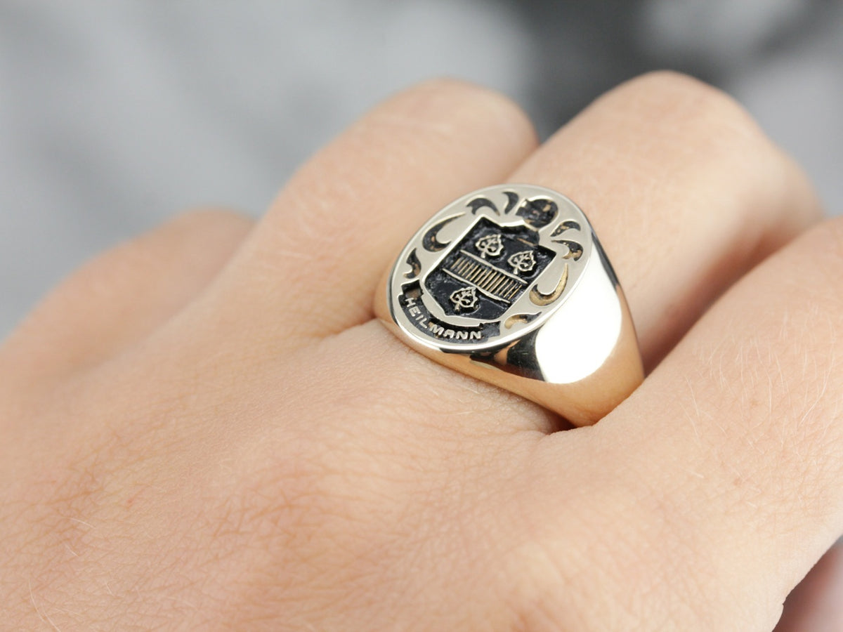 Vintage Heilmann Coat of Arms Signet Ring