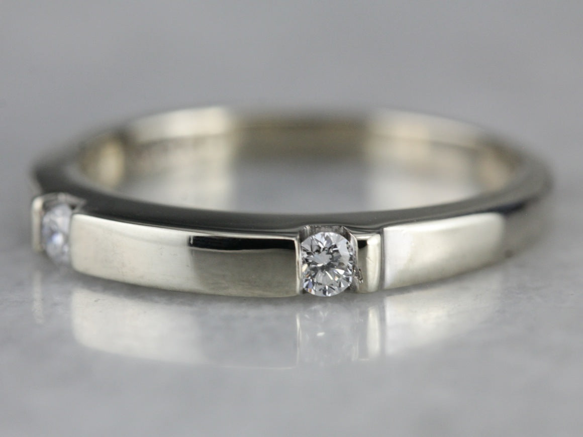Modern White Gold Diamond Band