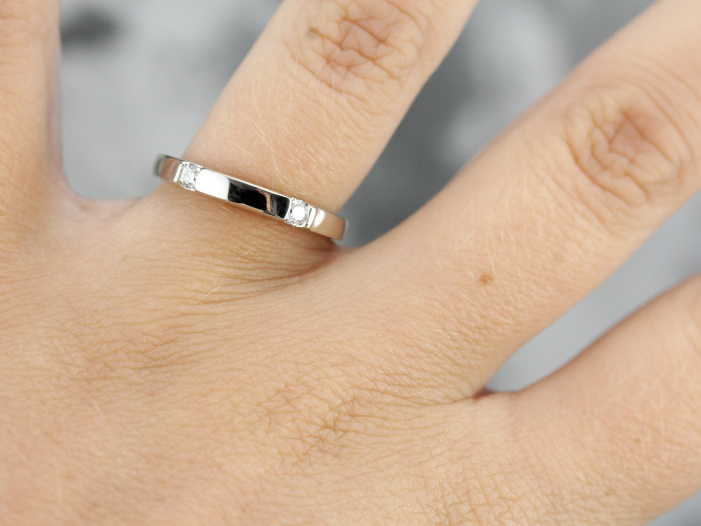 Modern White Gold Diamond Band