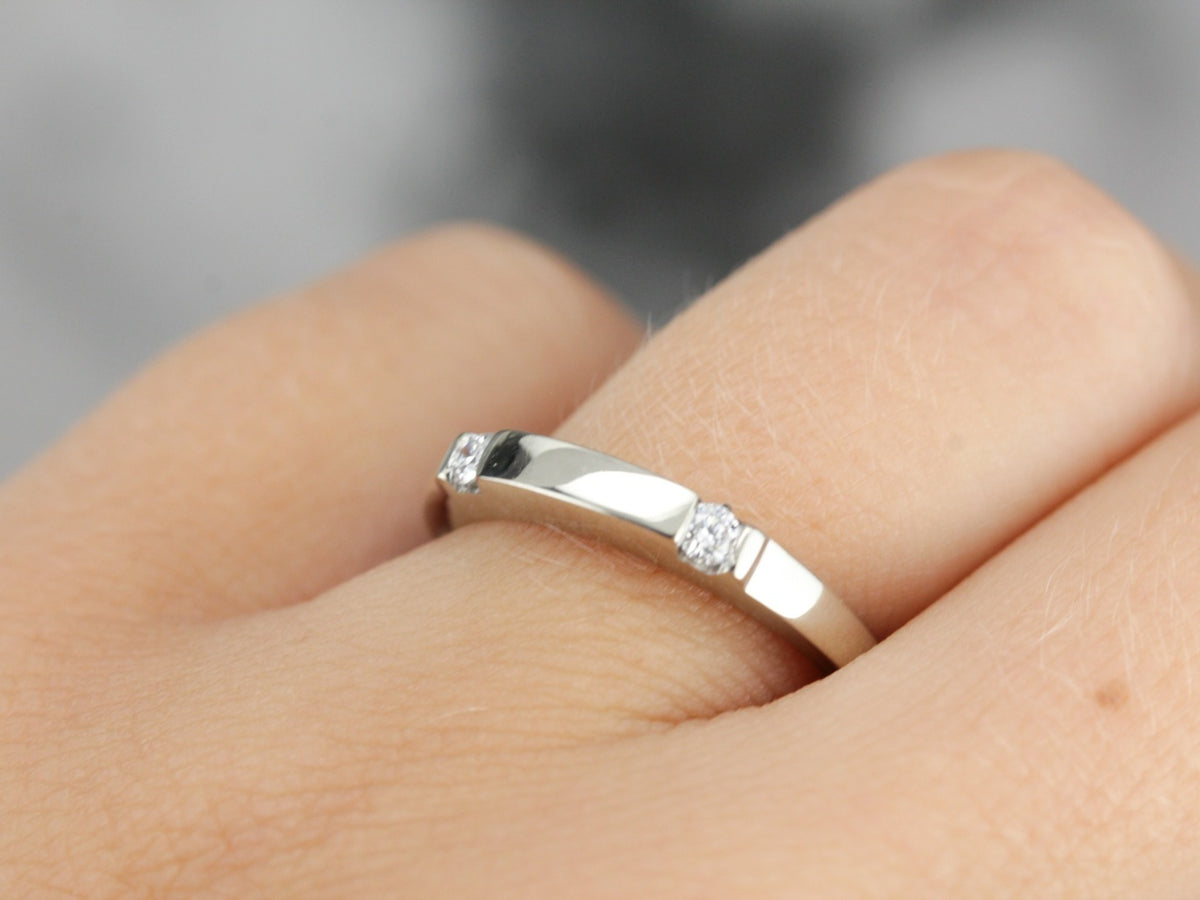 Modern White Gold Diamond Band