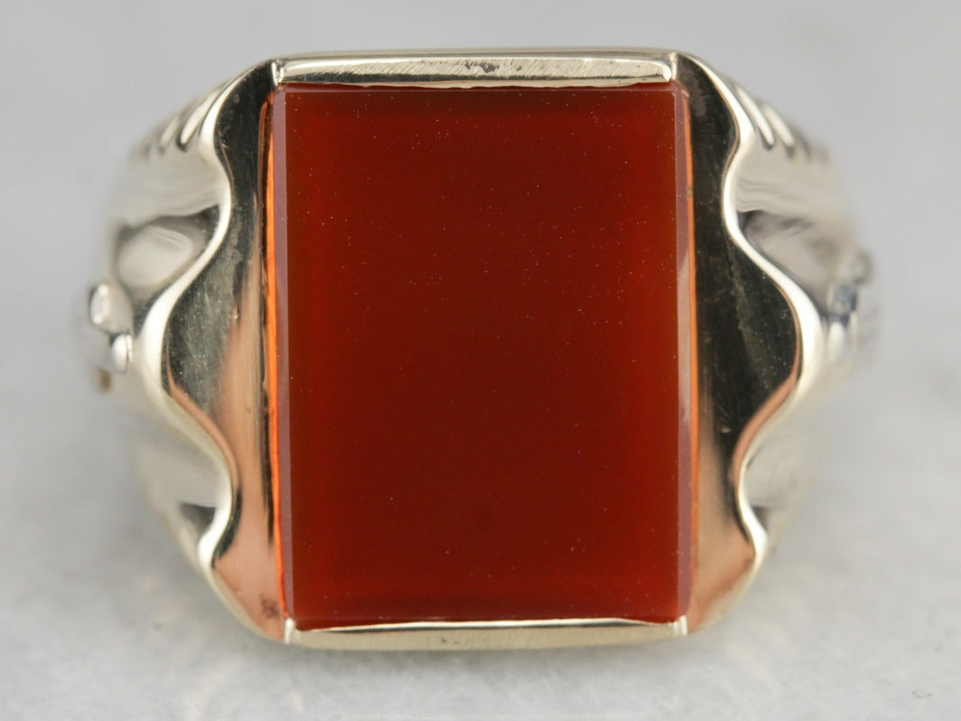 Men's Vintage Masonic Carnelian Ring