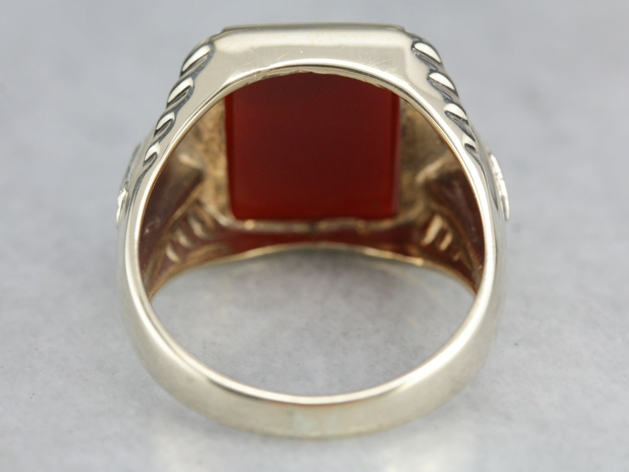 Men's Vintage Masonic Carnelian Ring